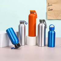 Bouteille d'eau sportive grande capacité en aluminium, style américain, à couche unique, avec sangle de transport, idéale pour la randonnée, pour hommes et femmes