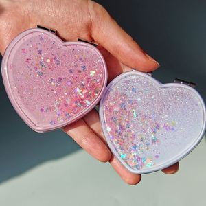 Wholesale Portable Hand Heart <b>Square</b> Round Shape Makeup <b>Mirror</b> Double Side Pocket Cosmetic <b>Mirror</b> - Product Image 1
