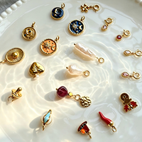 Pendentif en acier inoxydable avec perle, zircon et pierre naturelle émaillée, plaqué or 18 carats PVD, pour la création de colliers et bracelets (DIY)