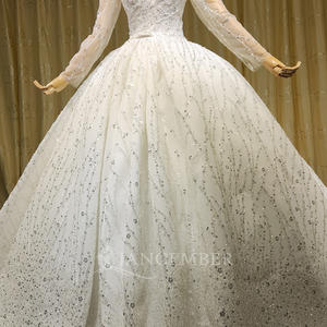 Robe de mariée de luxe à manches longues, robe de bal, Vestido De Novia, dentelle, paillettes, robe <span class=keywords><strong>Marie</strong></span> Lsch24 - Product Image 3