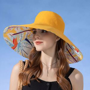 Factory Wholesale Custom Print Floral Reversible Bucket <b>Hats</b> Cotton Wide Brim Tropical Sun <b>Hats</b> for Adults for Holiday Beach - Product Image 4