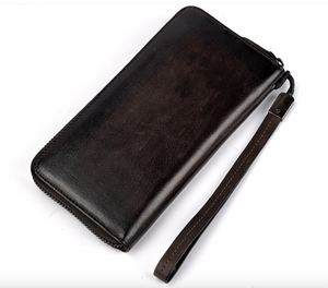 AndoBag Cartera Larga Retro de Cuero Vacuno Genuino para Hombre, Bolso de Mano Multifuncional con Múltiples Compartimentos - Product Image 6