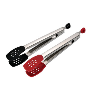 AKL Stainless Steel Silicone Tongs 304 Long Handle Heat Resistant Food <b>Clips</b> For BBQ Grilling Steak Serving - Product Image 5