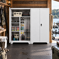 Armoire de rangement pour matériel de pêche avec serrure numérique, étagères en acier réglables pour garage, espace de stationnement, cannes, outils et équipements de pêche