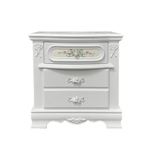 Comodino Tradizionale per Camera da Letto con Due Cassetti, Finitura Bianca, 1 Pezzo - Product Image 1