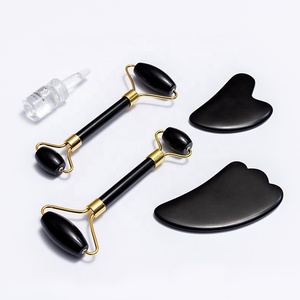Appareil de massage pour le visage de haute qualité, accessoire pour soins du visage, en obsidienne noire naturelle, rouleau en Jade, idée cadeau - Product Image 3