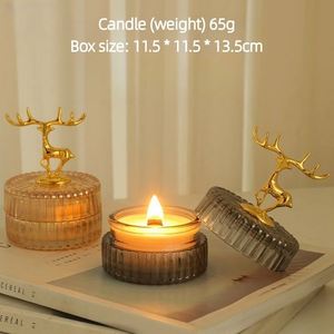 Bougie parfumée en forme de bois de cerf dans un bocal en verre ambré, bougie artistique de luxe pour la décoration de la maison - Product Image 3
