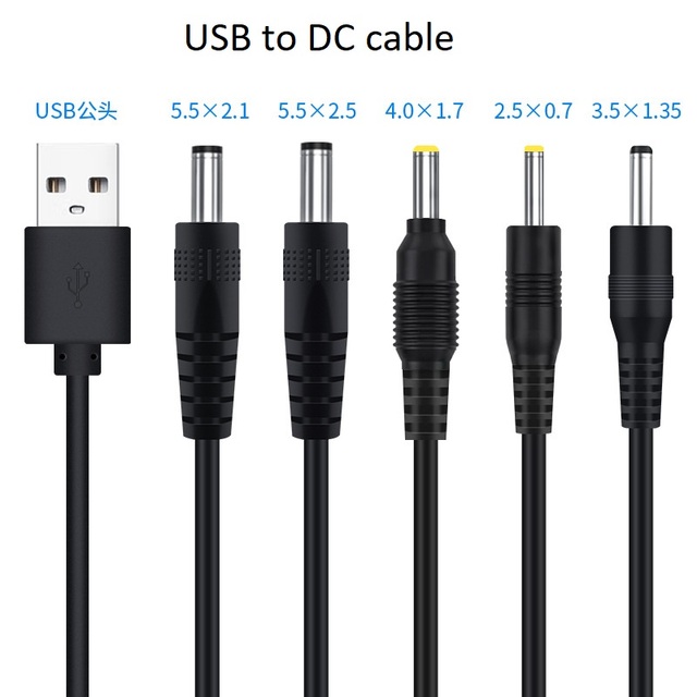 Custom USB a Male to 55 21 25mm DC Power Cable Male to Male Barrel Plug Extension Adapter Power Cable
