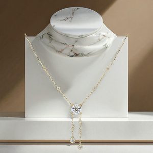 Collar de Diamantes Cultivados en Laboratorio para Mujer, Oro Sólido de 14K, Chapado en Rodio, Colgante en Forma de Y, Certificado IGI, Corte Brillante Redondo, Joyería de Regalo - Product Image 3