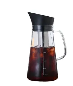 Pembuat Es Kopi Kaca Kedap Udara, Pembuat Teh dengan Cerat Kaca Pot Teko Teko Teko dengan Filter Baja Tahan Karat