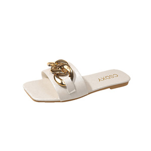 Sandales plates pour femmes, style féerique, avec strass, nouvelle collection été 2024, à porter avec une jupe, modèle Outro Slippers231 231 - Product Image 6