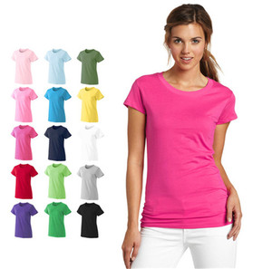 T-<span class=keywords><strong>shirt</strong></span> décontracté pour <span class=keywords><strong>femme</strong></span>, col rond, <span class=keywords><strong>100</strong></span> % <span class=keywords><strong>coton</strong></span>, 180 g/m², uni, manches courtes, personnalisable avec logo OEM, vierge - Product Image 1