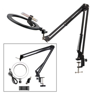 Luce ad Anello Dimmerabile da 26cm 3200-5500K Calda/Fredda con Braccio Lungo per Video, Live, Fotografia e Selfie - Product Image 1