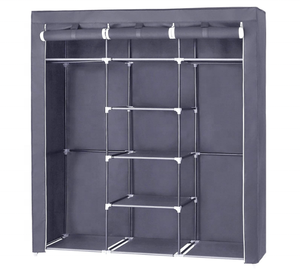 Armoire pliable en tissu non tissé avec 2 tringles de suspension, placard portable pour vêtements - Product Image 2