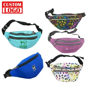 Custom Designer Pattern Embroidered Print Waterproof Polyester Waist Pack Sport Crossbody Chest Belt Waist Bum Bag Fanny Pack