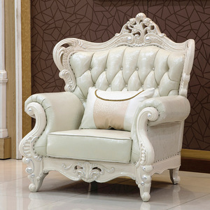 أريكة فنية من جلد البقر بطبقة علوية فاخرة على الطراز الأوروبي ، مجموعة أثاث غرفة المعيشة من الخشب الصلب عالي الجودة - Product Image 4