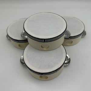 Wholesale Factory Mixed Batch 4 Inch Wooden Hand Drum Tambourine, Single Row Bells for <b>Music</b> Store & Stage Wholesale - Product Image 4