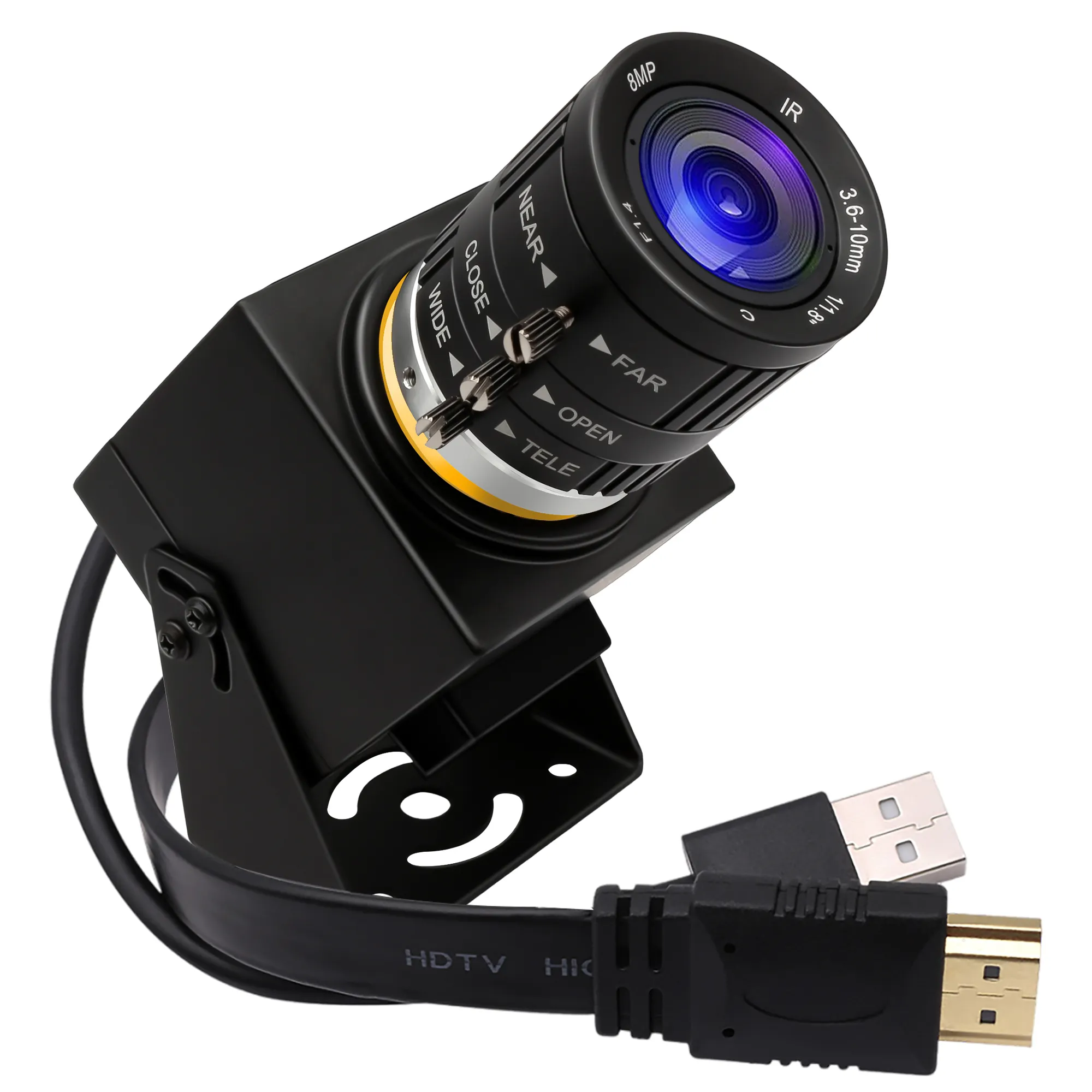 ELP Webcam 4K H.264 Mjpeg 30FPS HDMI-USB-Kamera mit CS 3,6-12mm 3X optische und 2X digitale Zoomkamera