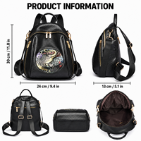 Sac à dos pour femme en cuir PU texturé, motif éléphant imprimé, fermetures éclair dorées, pour usage quotidien, OEM ODM, vente en gros, MOQ 10 pièces