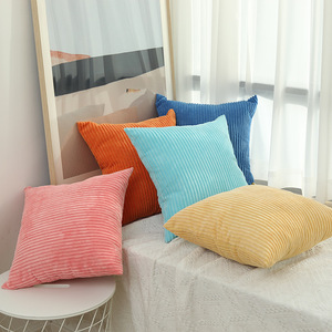 Ferme moderne 20x20 pouces doux rayé velours côtelé décoratif jeter oreiller couvre pour canapé chambre salon - Product Image 1