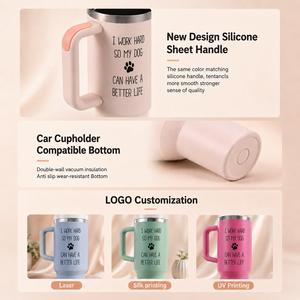 Custom Western Art Font Stainless Steel Vacuum Tumbler with Handle Lid Straw 14oz-40oz UV Laser Silk Print Leak-Proof BPA Free - Product Image 3