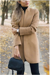 Cappotto Lungo Invernale da Donna con Collo Alto, Slim Fit, in Lana - Product Image 3