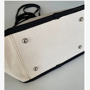 Grand sac en coton à poche intérieure, sac fourre-tout de plage, de shopping, avec poignée en cuir, simple, durable, vente en gros, collection - Product Image 6