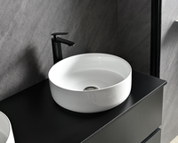 Meuble-lavabo mural moderne en bois massif avec vasque en céramique et design étanche