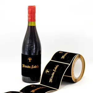 Etiqueta de vino de Shenzhen, fabricante profesional, nuevo diseño personalizado, pegatina de terciopelo flocado negro, etiqueta adhesiva de terciopelo