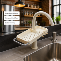 Étagère de rangement pour savon à poser sur robinet, design évidé pour un drainage rapide