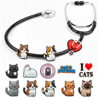 Breloques amusantes en forme de stéthoscope pour infirmières, accessoires personnalisés pour stéthoscopes pour les amoureux des chats, vétérinaires, travailleurs médicaux, étiquettes d'identification décoratives