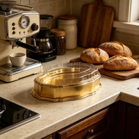 Barquette en PET jetable anti-fuite OEM en gros, boîte d'emballage alimentaire en plastique ronde avec couvercle pour la pâtisserie, la restauration, les fêtes et les mariages