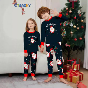 Nuovi Pigiami Familiari Stampati con Babbo Natale per Autunno e Inverno, Stile Casual per Ragazze, Abbigliamento da Casa per <span class=keywords><strong>Madre</strong></span> e Figlia - Product Image 4