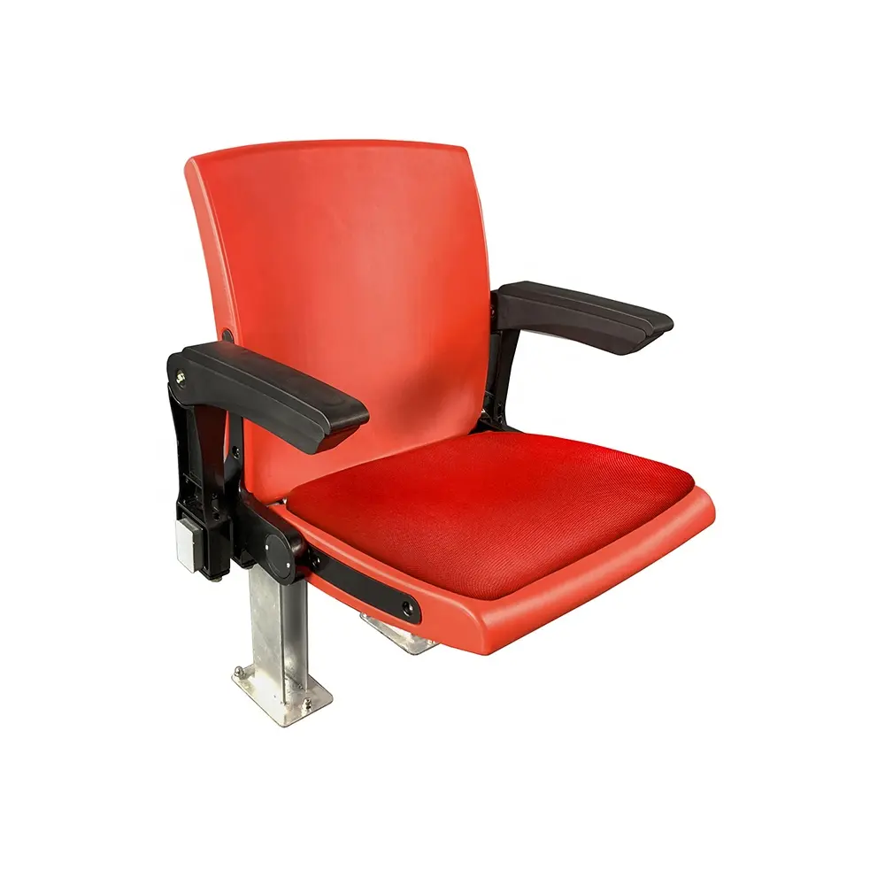 HDPE soffiaggio plastica resistente AI RAGGI UV imbottito stadio sedia con braccioli Commercio All'ingrosso tip up fascio montato plastica stadio sedia