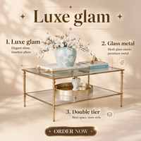 Table basse en verre trempé en acier inoxydable 201