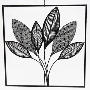 Woonkamer Slaapkamer Decoratie Gouden Ronde Frame Leaf Metal Art Wanddecoratie