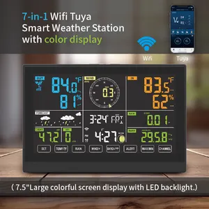 Smart Tuya Wireless Weather Station WiFi With 7 In 1 Barometer/UVI/Light/Rain/Wind Digital Weather Forecast Station