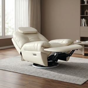Sillón Reclinable de Cuero Sintético Naranja, Sillón Individual con Reposabrazos, Sillón Giratorio para Sala de Estar u Hotel - Product Image 6