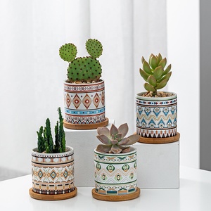 Vasi per Fiori in Porcellana Smaltata Fatti a Mano in Stile Bohémien, Ecologici, con Foro di Drenaggio, Design Vintage Quadrato <span class=keywords><strong>Grande</strong></span> e Carino per Giardino e Casa - Product Image 1