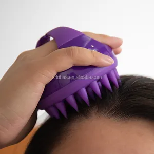 Logo personnalisé vente chaude Salon de cheveux soins de Massage brosse de cuir chevelu en Silicone shampoing brosse à cheveux masseur de cuir chevelu