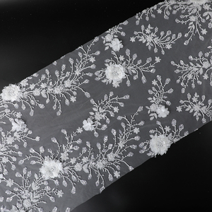 Mới Đến Bán Buôn Giá Rẻ Ren Lưới Sequins Lưới Vải Với Thêu Hạt Cho Đám Cưới Sử Dụng - Product Image 1