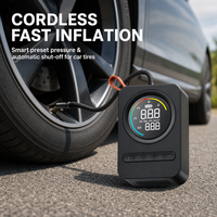 Gonfleur de pneus sans fil portable, double écran numérique RGB, pompe à air rechargeable, arrêt automatique programmé, lumière LED pour les urgences automobiles