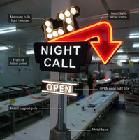 Panneau de signalisation extérieur personnalisé autoportant en acier inoxydable avec éclairage LED néon pour propriétaires d'entreprises privées et utilisation en parc