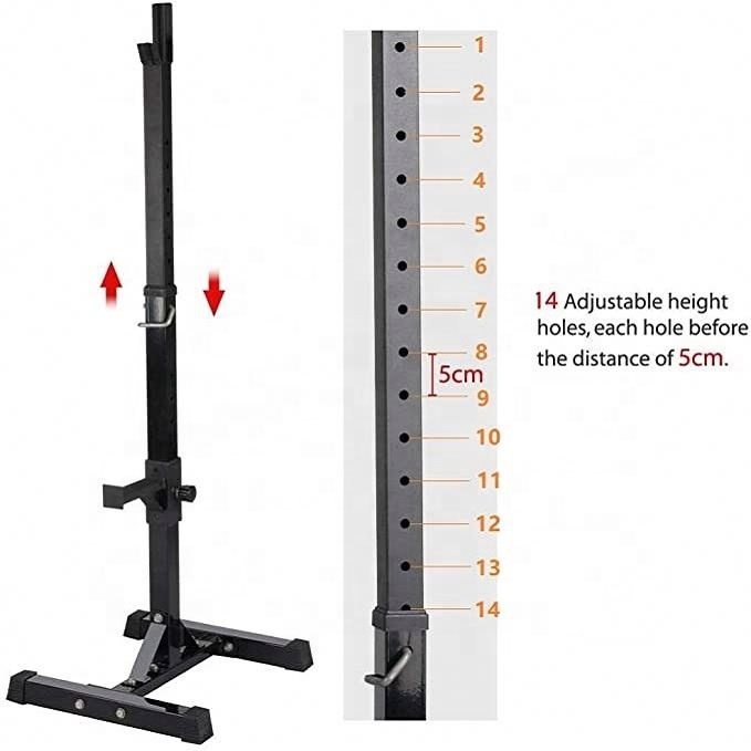 Adjustable squatting frame for weight lifting strength training in Gymnasium