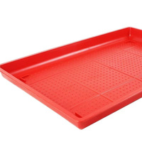 Nouveau plateau et assiette d'alimentation ronds en plastique PP épais rouge multi-tailles pour poussins, poulets, canards, cailles avec une longue durée de vie