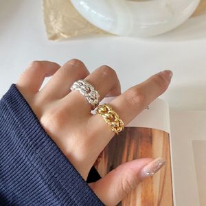 Sterling <strong>Silver</strong> 925 Fine Jewelry Knot Chain <strong>Rings</strong> Women 18k Gold Plated <strong>Chunky</strong> <strong>Rings</strong> - Product Image 2