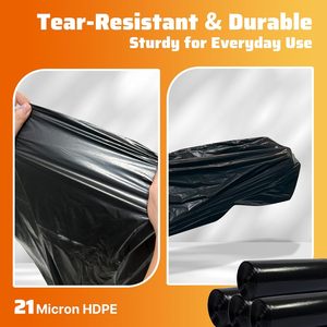 Sacs poubelles 55-60 gallons, 80 unités, durables, résistants aux déchirures, noirs, en plastique, pour usage commercial - Product Image 3