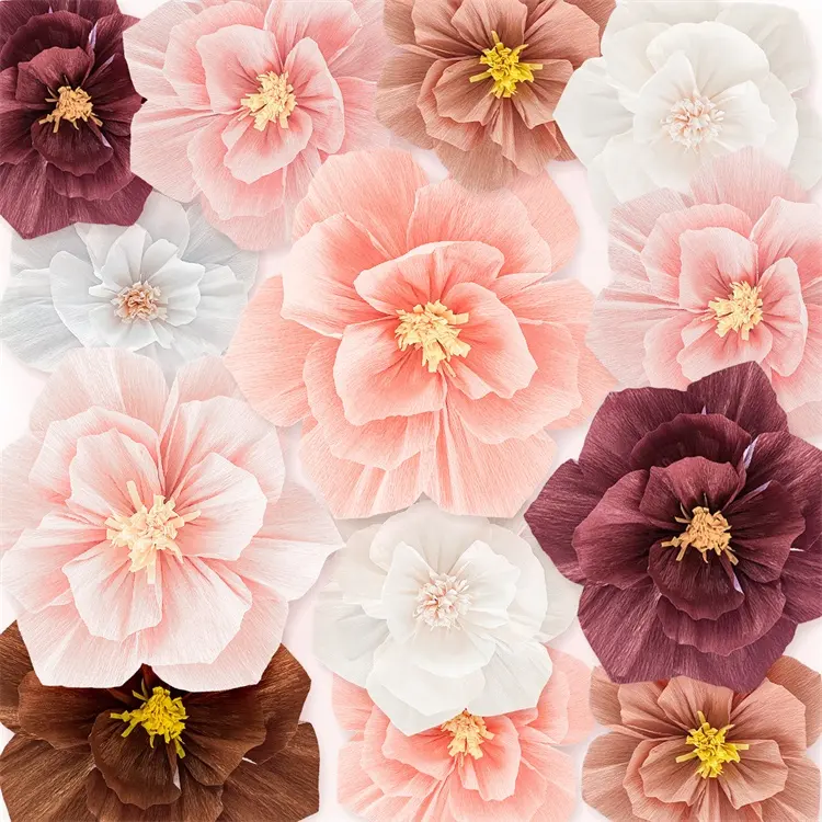 Wholesale B-2262 Artificial White 3D Crepe Paper Flower for Shop Home and Wedding Decoration