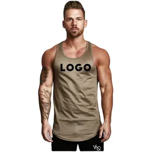 wholesale summer new OEM plain gray men sleeveless gym tank top cotton fitness running vest sportswear with your brand logo