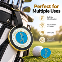Étiquette de sac de golf en alliage de zinc durable Ausluofell avec logo personnalisé, marqueur de balle magnétique détachable, sangle en cuir PU, souvenir d'événement de club